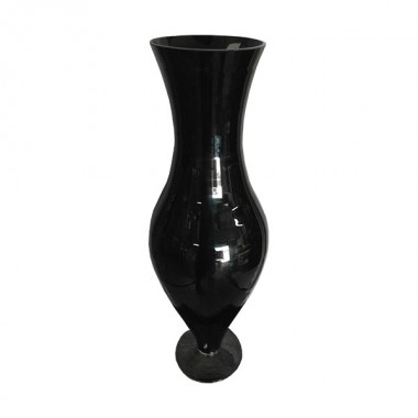 Tall Black Fluted Vase