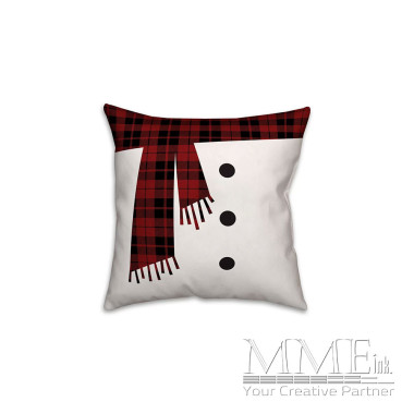 Snowman Scarf and Buttons Pillow