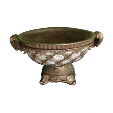 White & Gold Oriental Oval Vase