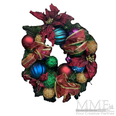 Wreath with Balls and Ribbon